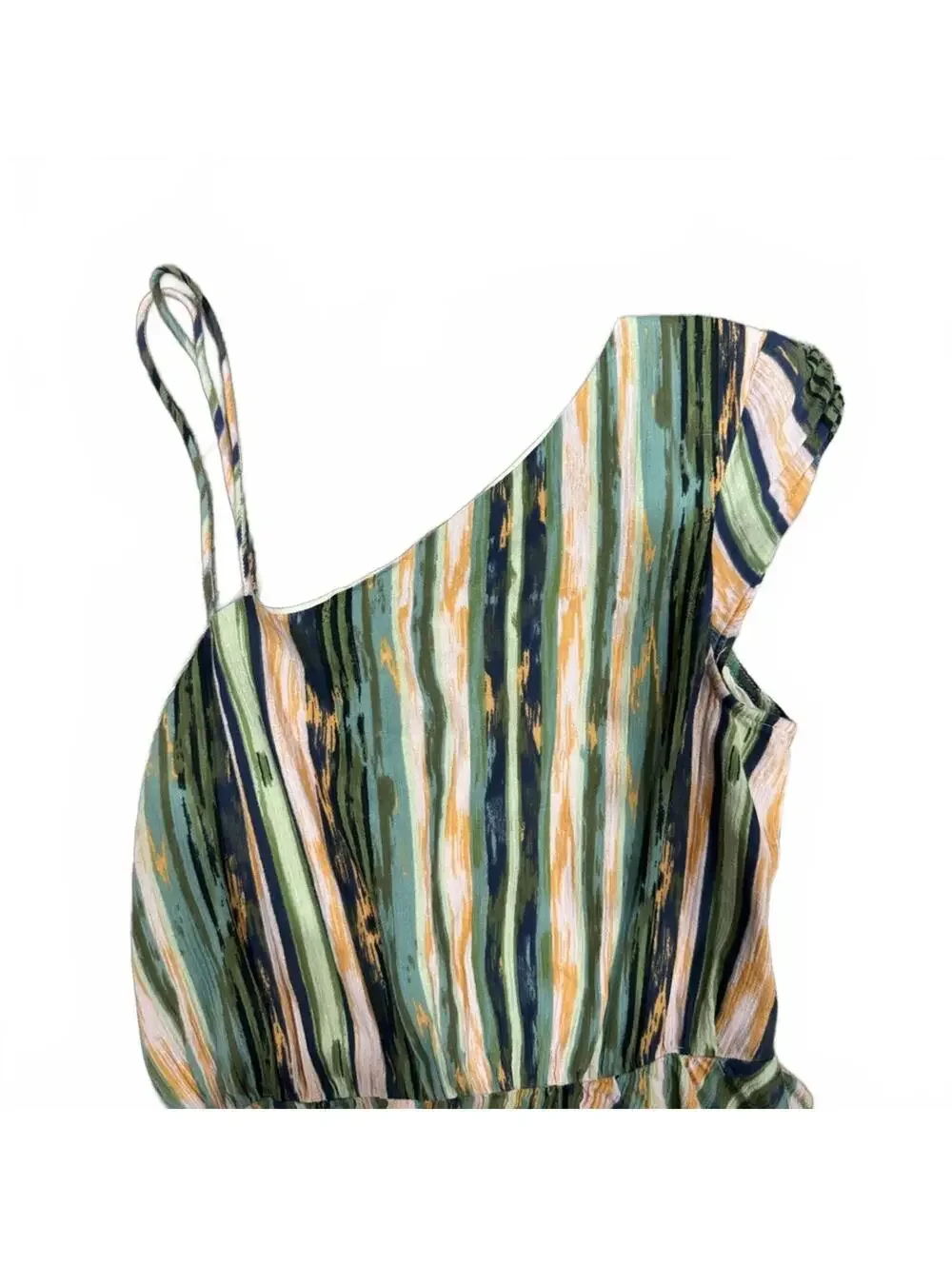Free People Asymmetrical Ruffle Stripe Mini Dress XS Boho